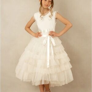 Joyfolie Ivory Layered Tulle Kids Dress